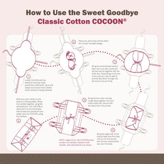 Sweet Goodbye Cocoon usa tela natural y materiales compostables
