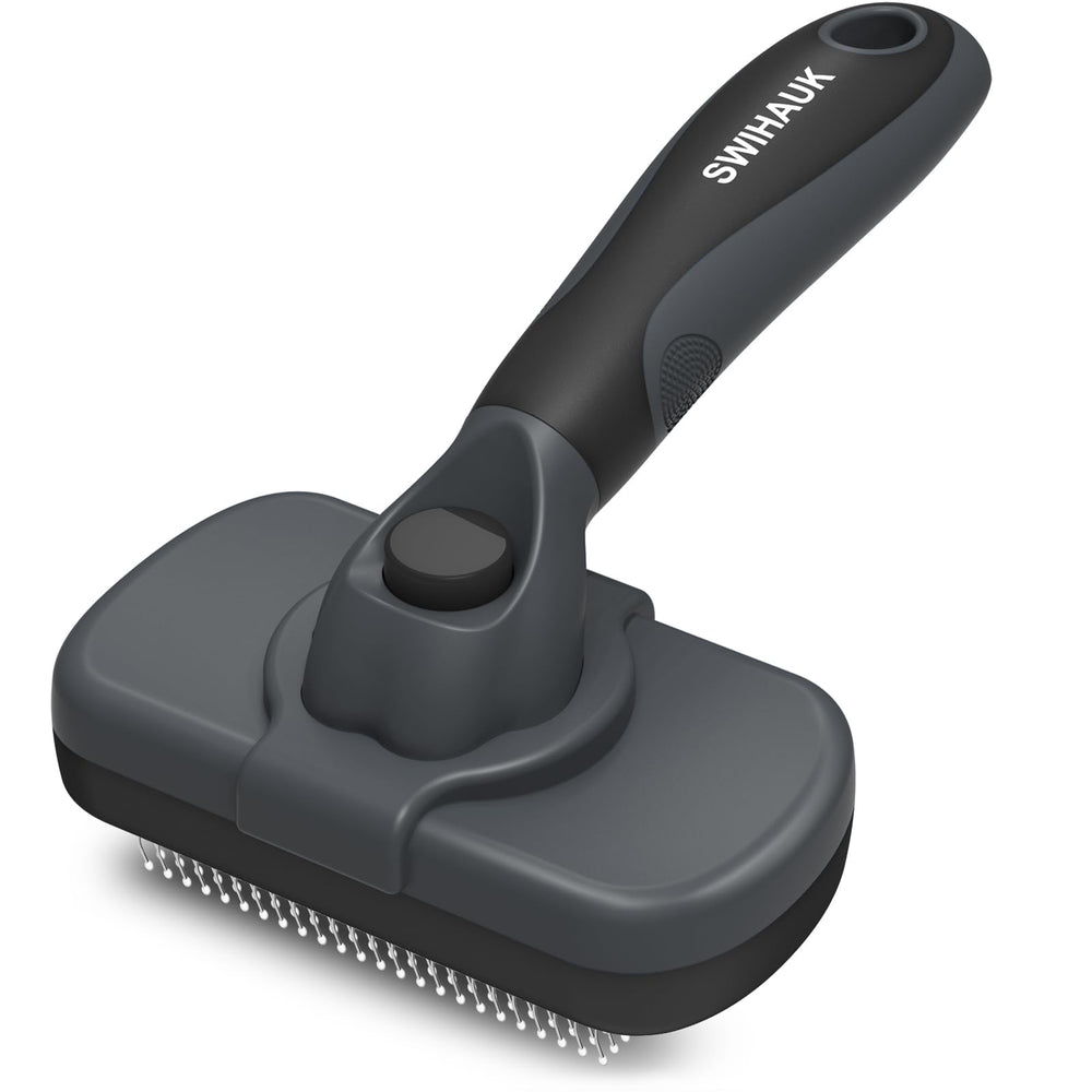 Swihauk cepillo deslanador auto-limpiante con cabezal suave para perros y gatos
