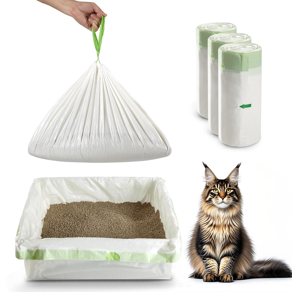 Bolsas Swodition para caja de arena, desechables y jumbo, cierre de cordón para sellado higiénico.