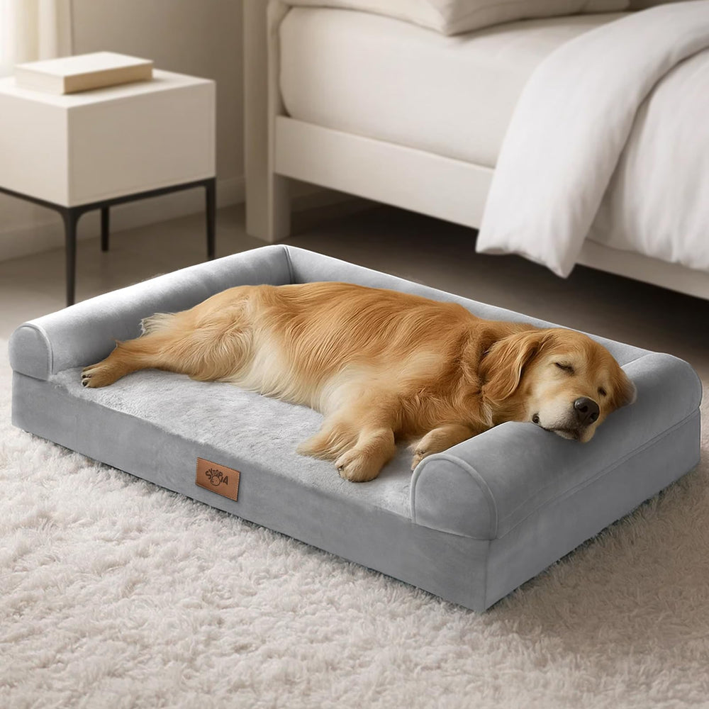 Cama ortopédica Sytopia XL con espuma de alta densidad para perros grandes.