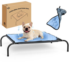 SZEE cama elevable para perro con malla Teslin, óptima para transpiración y confort.