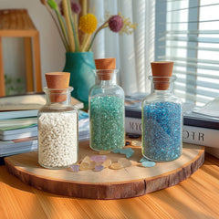 Piedras brillantes para plantas con T4U, azules, realzan color y textura.