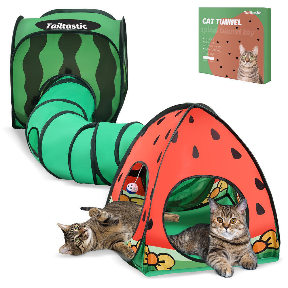 TailTastic tunel sandía para gatos fomenta juego y exploración