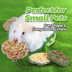 TEEWY Cookie Guinea Pig Toys: apoyo al desgaste dental natural para roedores, usando ingredientes vegetales.