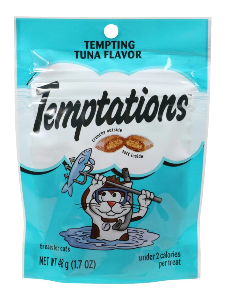 Temptations Atún: bocado crujiente exterior y interior cremoso, premio diario para gatos.