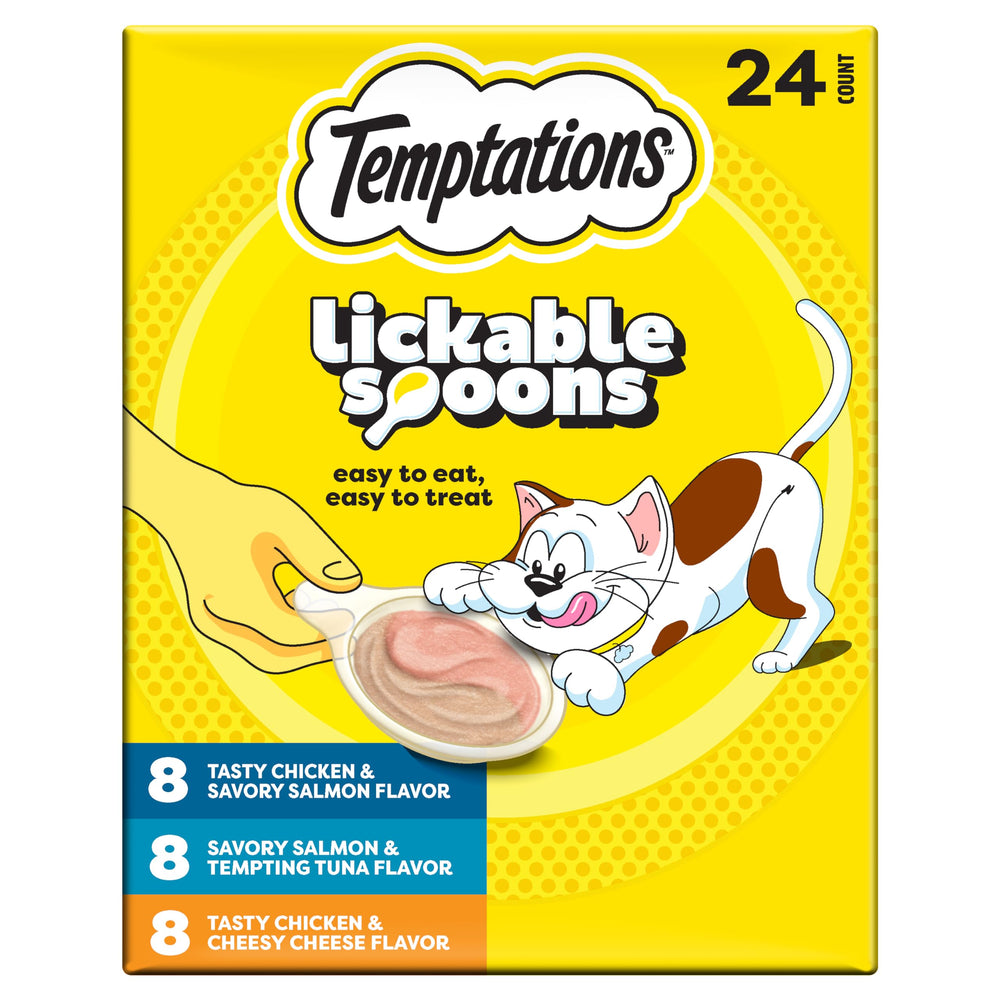 Temptations cucharas lamibles para gatos: snack práctico y sin ensuciar.