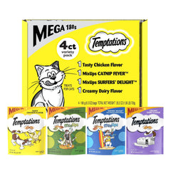 Temptations para gatos: textura crujiente y suave en cada bocado, recompensa diaria atractiva