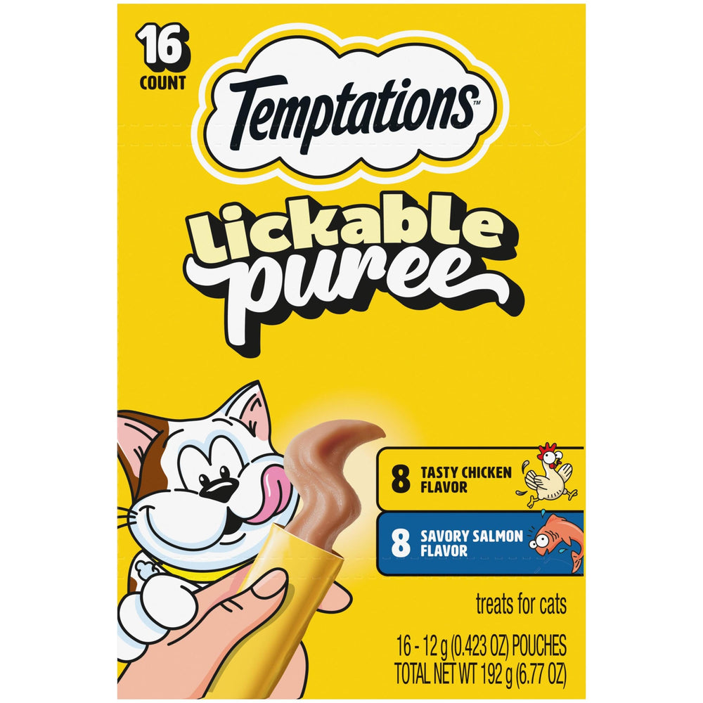 Temptations puré cremoso de salmón en tubo, recompensa sabrosa para gatos de interior