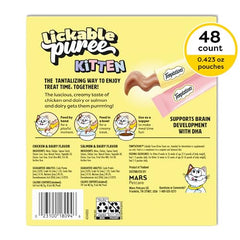 Temptations puré para gatitos, sabor salmón y lácteos, perfecto como complemento de comida