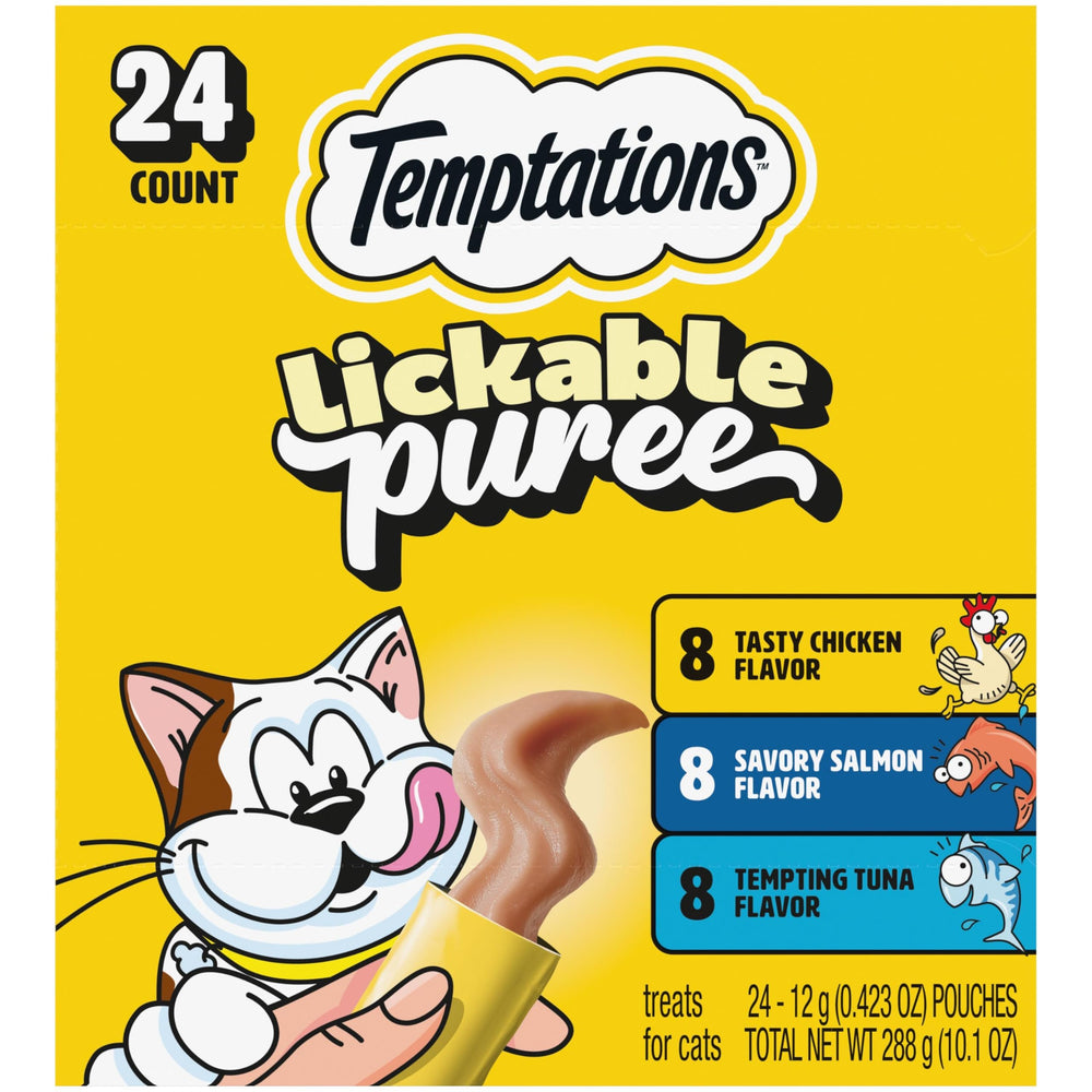 Temptations Purée Crèmeuse au poulet, tube pratique pour câlins interactifs.