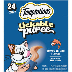 Temptations Purée Crémeuse au Saumon dans un tube, friandise rapide pour chat.