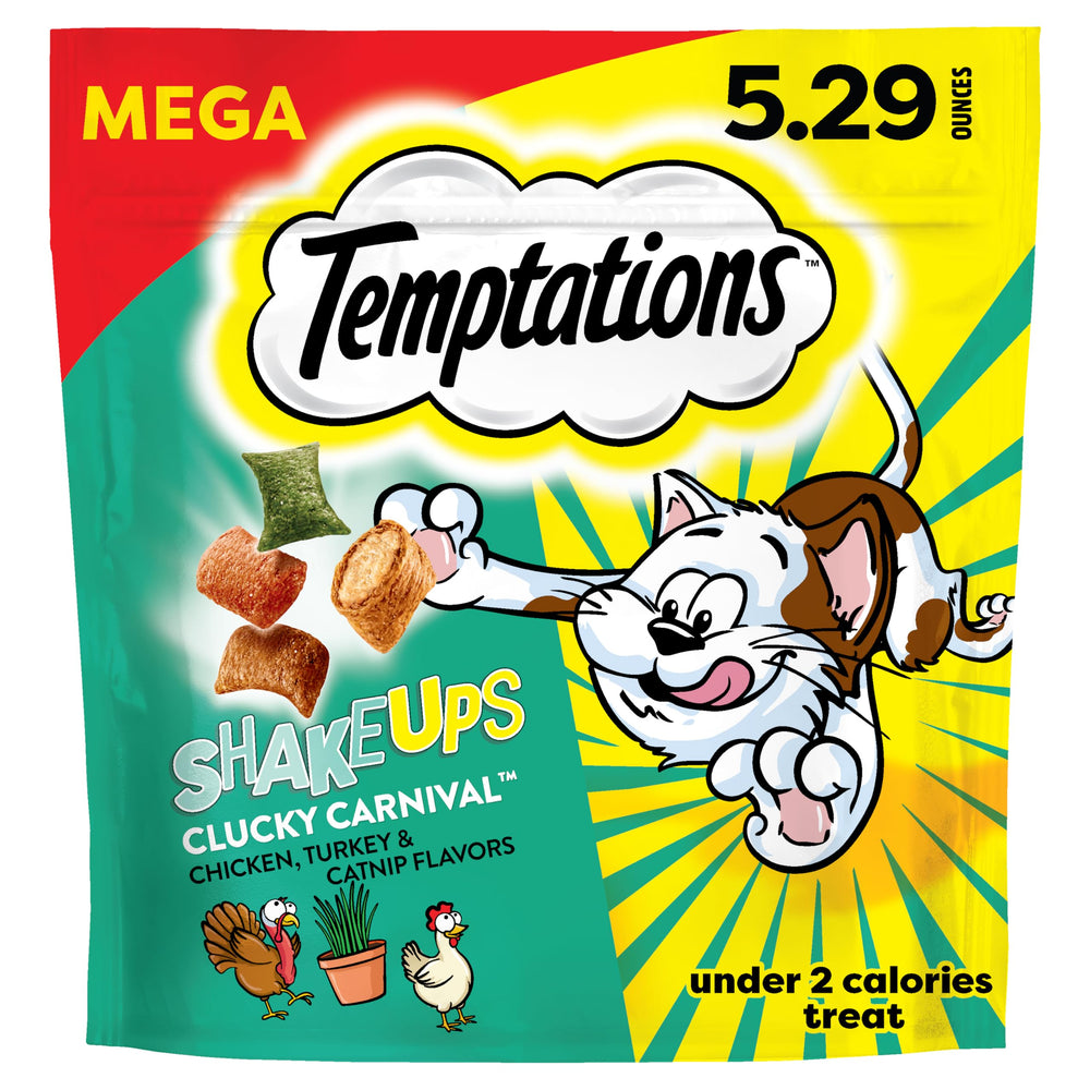 Temptations ShakeUps snack para gatos, textura crujiente y suave, sabor crustáceos en bolsa de 150 g.