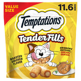 Temptations Tender Fills: centro cremoso visible y exterior crujiente, ideal como premio diario para gato.