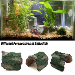 Refugio de tronco resina de Tfwadmx, crea escondite natural para bettas y peces.