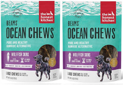 Beams de The Honest Kitchen: piel de pescado deshidratada, snack natural para perros que apoya dientes sanos.
