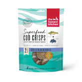 The Honest Kitchen Cod Crisps pack-shot : friandises cabillaud et myrtille faciles à partager