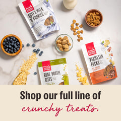 The Honest Kitchen goats milk n cookies probiotic-rich snack — support for digestion and gut comfort.