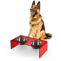 The LICKER STORE Keaton porta-alimentos elevado rectangular en acrílico rojo, diseño moderno.