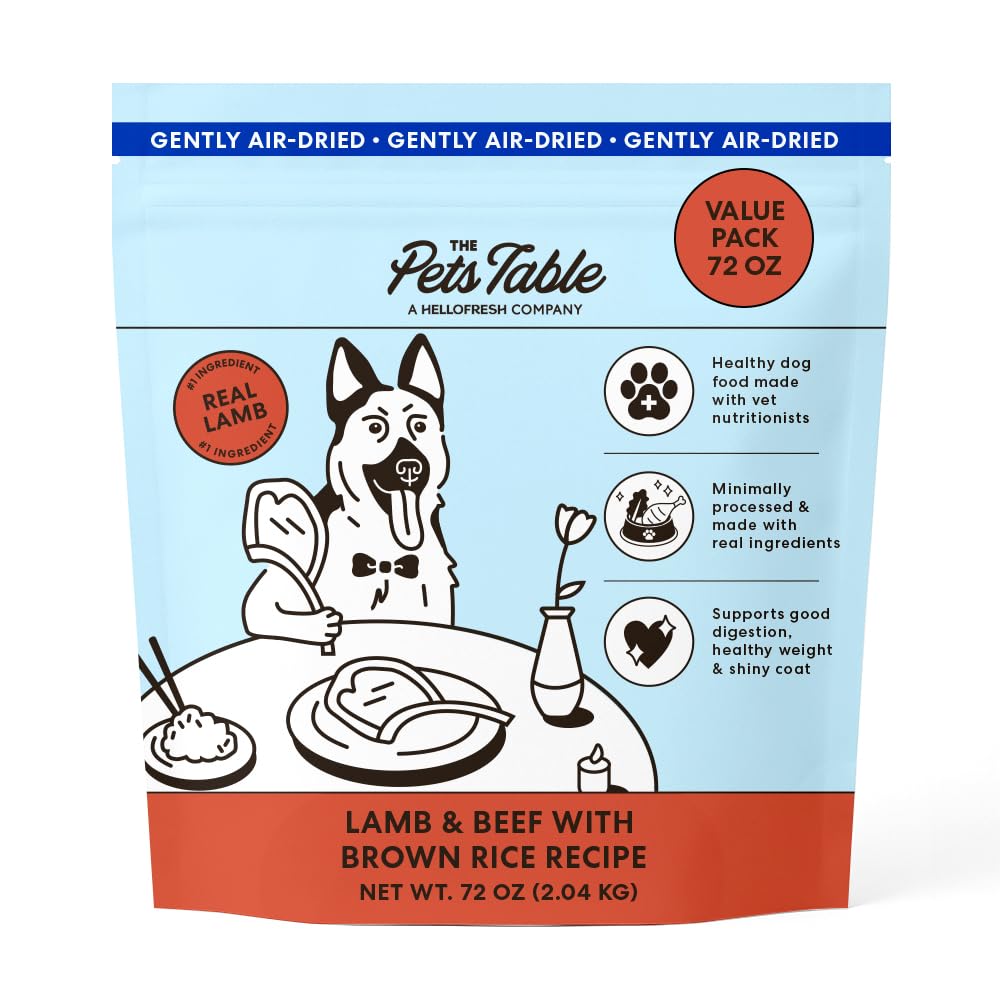 The Pets Table Alimento para perro aireado con cordero y res, proteína de alta calidad.