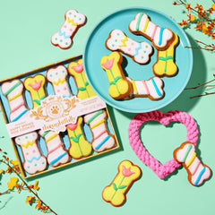 Galletas en forma de hueso decoradas a mano para perros Thoughtfully Pets