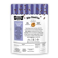 Three Dog Bakery galletas mini carob para perros, sabor vainilla real sin colorantes artificiales.