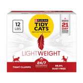 Tidy Cats Arena ligera 12 lb facilita verter y limpieza rápida.
