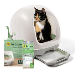 Tidy Cats Breeze, caja de arena cubierta; control de olores para un hogar más limpio.