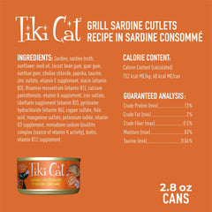 Tiki Cat Grill ingrediente principal sardina, fuente de proteína marina.