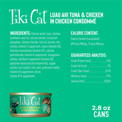 Tiki Cat Luau ingredientes reales para piel y pelaje.