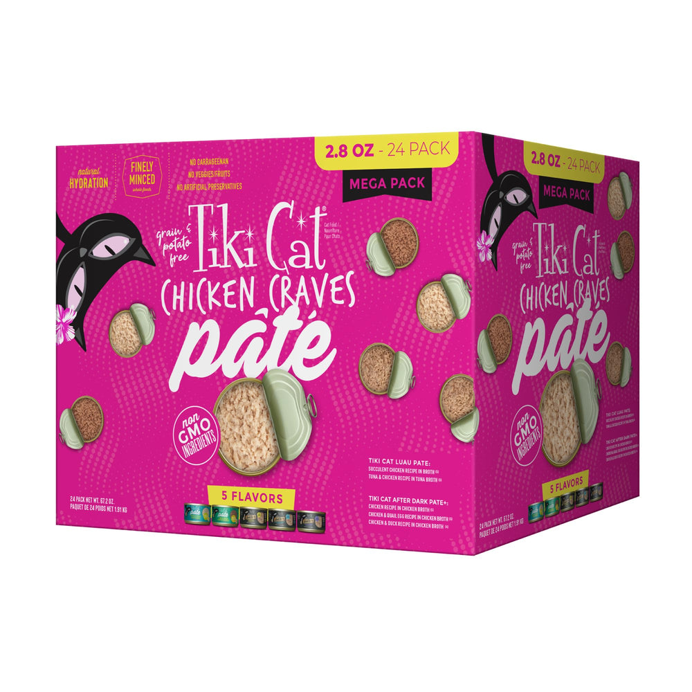 Tiki Cat Paté de Pollo Craves Pack Variedad Ultimate: 24 porciones para hogares con varios gatos.