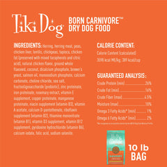 Tiki Dog Born Carnivore con superalimentos para una dieta equilibrada.