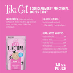 Tiki Pets Tiki Cat Born Carnivore Baby Topper Mousse con DHA, apoyo para desarrollo cerebral.