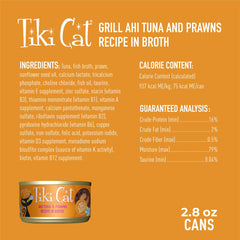 Trozos de atún y camarones en Tiki Cat Grill, proteína real para gatos.