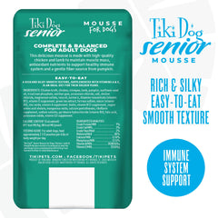 Paquete de 12 sobres de 99 g de Tiki Pets Senior Mousse.
