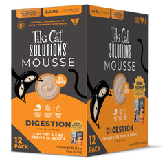 TIKI PETS Soluciones Mousse, envase con porciones para digestión suave.