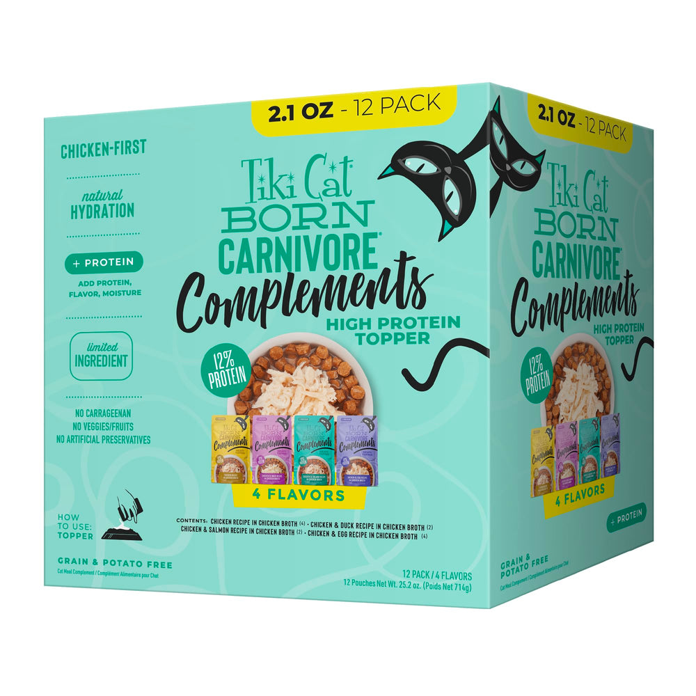 Gato disfruta de la bolsa de pollo de TIKI PETS Tiki Cat Born Carnivore Complements, alta proteína
