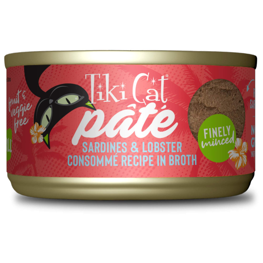 Tiki Cat Grill Pate Sardinas Langosta Lata: proteína alta para felinos activos.