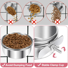 ToLanbbt tazones comida aves acero inoxidable con abrazadera, evitan derrames.