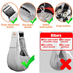 Tomkas portador-perro bandolera pequeño, correa ajustable para cómodo transporte.