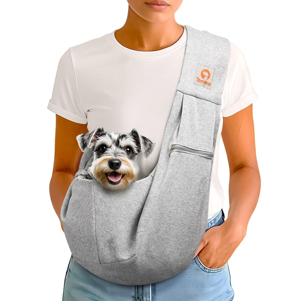 Tomkas Sling para perro pequeño, vista frontal, cómodo para paseos diarios