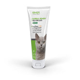 Tomlyn Laxatone Tuna Gel frente al envase, fácil de usar para bolas de pelo.