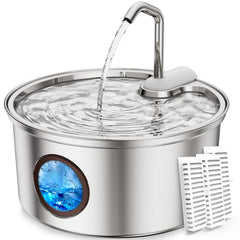 Tomxcute bebedero para gatos, frente del conjunto, agua fresca y silenciosa al beber.