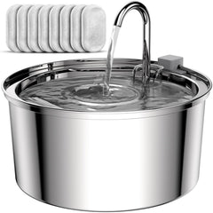 Tomxcute fuente para gatos en acero inoxidable, capacidad 3,2 L, agua fresca constante.