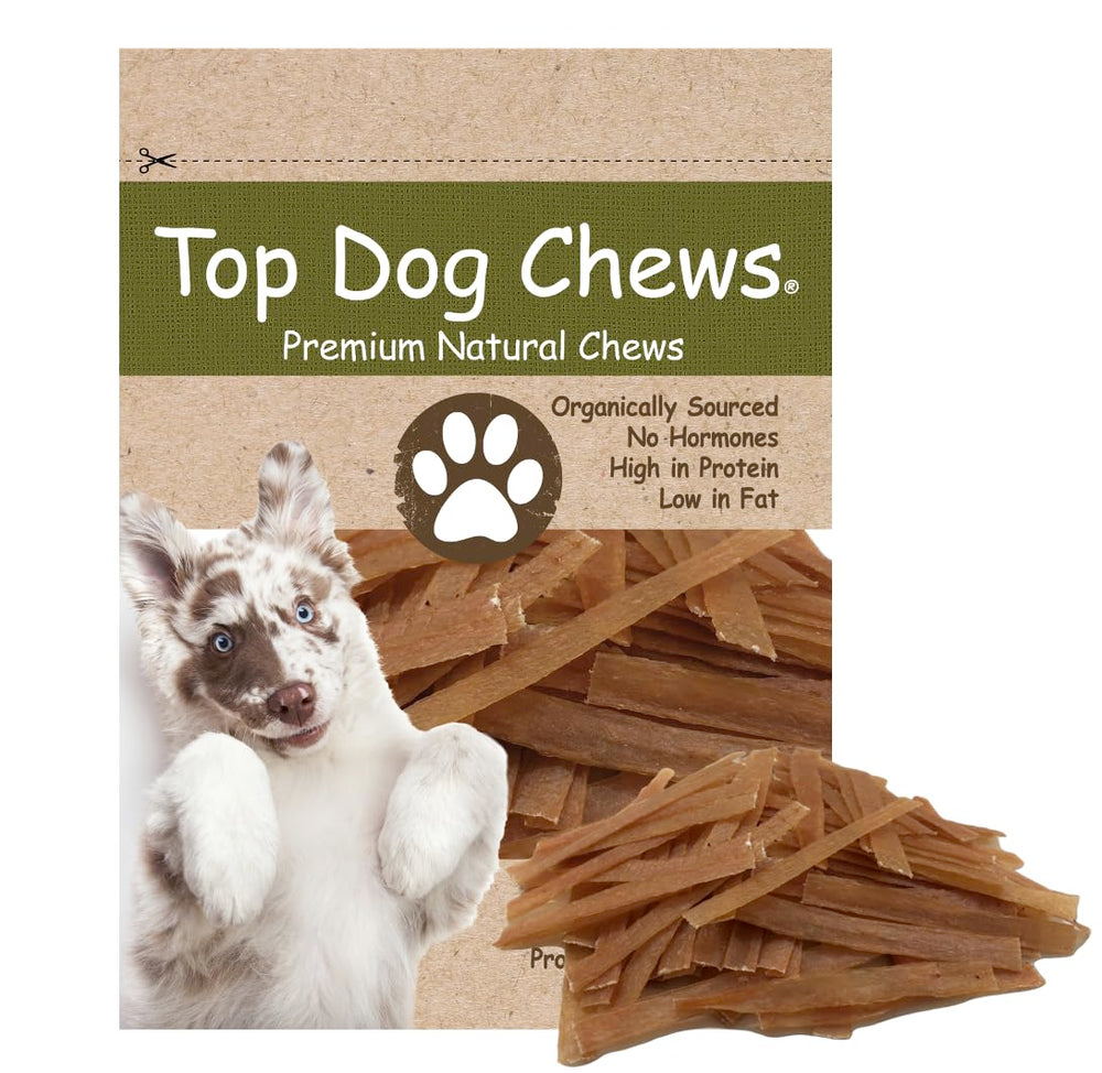 Top Dog Chews tendones de pavo planos en bolsa 1 lb, recompensa para entrenamiento