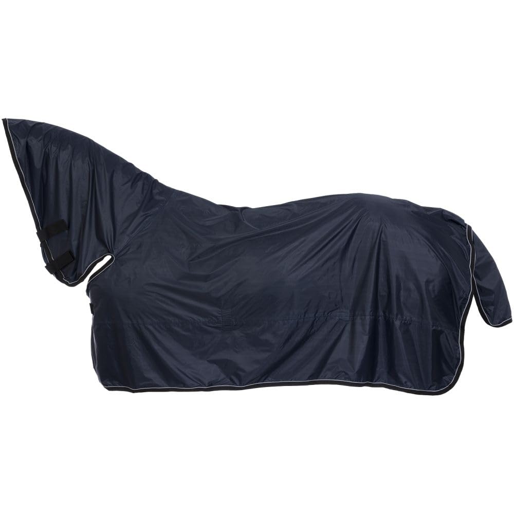 Capa de lluvia Tough1 con cuello: protección ligera para caballos durante viaje.