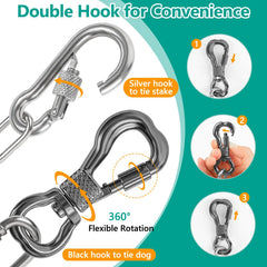 Tresbro cable para perros con gancho giratorio, conexión estable