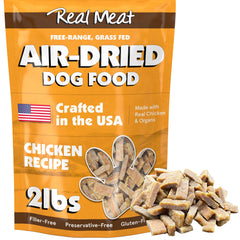 TRMC comida perro real pollo, aire seco, sabor intenso y proteína alta.