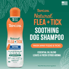 TropiClean champú con aceite de citronela y manteca de cacao para piel sensible.