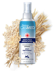 TropiClean Oximed botella con solución para zonas irritadas de la piel.
