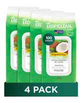 TropiClean toallitas hipoalergénicas para perros en patas, limpieza suave.